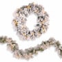 Christabelle Snowy Dorset Pine Christmas 2pc Set 61cm Christmas Wreath and Garland with LED Lights Holiday Decor thumbnail 1