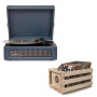 Voyager Navy - Bluetooth Portable Turntable  & Record Storage Crate thumbnail 1