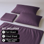 1000 Thread Count Cotton Rich Lilac Double Bed Sheet Set 4 Piece, Soft Feel Microfibre Blend, Solid Colour thumbnail 5