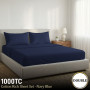 1000 Thread Count Cotton Rich Navy Double Bed Sheet Set 4 Piece, Soft Feel Microfibre Blend, Solid Colour thumbnail 9