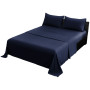 1000 Thread Count Cotton Rich Navy Double Bed Sheet Set 4 Piece, Soft Feel Microfibre Blend, Solid Colour thumbnail 2