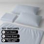 1000 Thread Count Cotton Rich Pale Blue Double Bed Sheet Set 4 Piece, Soft Feel Microfibre Blend, Solid Colour thumbnail 5