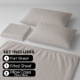 1000 Thread Count Cotton Rich Silver Double Bed Sheet Set 4 Piece, Soft Feel Microfibre Blend, Solid Colour thumbnail 5