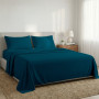 1000 Thread Count Cotton Rich Teal Double Bed Sheet Set 4 Piece, Soft Feel Microfibre Blend, Solid Colour thumbnail 7
