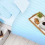 1000 Thread Count Cotton Rich Queen Bed Sheets 4-Piece Set in Striped Sky Blue thumbnail 2