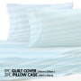 1000 Thread Count Cotton Rich Queen Bed Sheets 4-Piece Set in Striped Sky Blue thumbnail 4