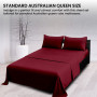 1000 Thread Count Cotton Rich Queen Bed Sheets 4-Piece Set in Burgundy thumbnail 4