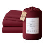 1000 Thread Count Cotton Rich Queen Bed Sheets 4-Piece Set in Burgundy thumbnail 1