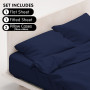 1000 Thread Count Cotton Rich Queen Bed Sheets 4-Piece Set in Navy thumbnail 4