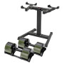 Powertrain Eon Dial Up 90KG Adjustable Dumbbells Pair with Stand - Green thumbnail 5