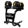 Powertrain Pair of 24kg Gold Adjustable Dumbbell Home Gym Weights with Stand thumbnail 1