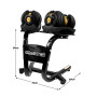Powertrain Pair of 24kg Gold Adjustable Dumbbell Home Gym Weights with Stand thumbnail 3