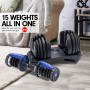 24KG Powertrain Adjustable Home Gym Dumbbell - Blue thumbnail 2