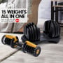 48kg Powertrain Adjustable Dumbbell Home Gym Set Gold thumbnail 2