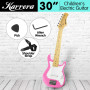 Karrera Kids Electric Guitar Junior Beginner Double Cutaway Scaled-Down Instrument for Children - Pink thumbnail 2