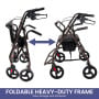Orthonica Foldable Steel Frame Rollator Walker Lightweight Mobility Aid in Grey thumbnail 8
