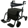 Orthonica Aluminium 2-in-1 Rollator Wheelchair with Foldable Frame – Black & Silver thumbnail 1