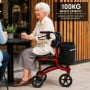 Orthonica 3-Wheel Folding Rollator Walker with Seat Lightweight Aluminium Mobility Aid Adjustable Height Bag thumbnail 9