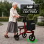 Orthonica 3-Wheel Folding Rollator Walker with Seat Lightweight Aluminium Mobility Aid Adjustable Height Bag thumbnail 10