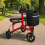 Orthonica 3-Wheel Folding Rollator Walker with Seat Lightweight Aluminium Mobility Aid Adjustable Height Bag thumbnail 11