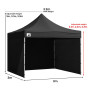 Wallaroo 3x3m Pop Up Gazebo Marquee Outdoor Folding Canopy Tent with 5 Walls Sandbags Carry Bag Weatherproof Black thumbnail 3
