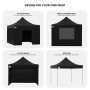 Wallaroo 3x3m Pop Up Gazebo Marquee Outdoor Folding Canopy Tent with 5 Walls Sandbags Carry Bag Weatherproof Black thumbnail 13
