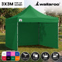 Wallaroo 3x3m Pop Up Gazebo Marquee Outdoor Canopy Tent with 5 Walls Sandbags & Carry Bag Folding Sun Shade Green thumbnail 2