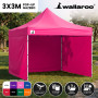 Wallaroo 3x3m Pop Up Gazebo Pink Marquee Canopy Outdoor Tent with 5 Side Walls Sandbags Carry Bag Folding Sun Shade thumbnail 3