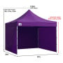 Wallaroo 3x3m Pop Up Gazebo Marquee Outdoor Canopy Folding Shade Tent with 5 Walls, Sandbags & Carry Bag - Purple thumbnail 4