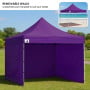 Wallaroo 3x3m Pop Up Gazebo Marquee Outdoor Canopy Folding Shade Tent with 5 Walls, Sandbags & Carry Bag - Purple thumbnail 8