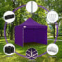 Wallaroo 3x3m Pop Up Gazebo Marquee Outdoor Canopy Folding Shade Tent with 5 Walls, Sandbags & Carry Bag - Purple thumbnail 12