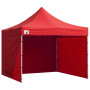 Wallaroo 3x3m Pop Up Gazebo Marquee Canopy Tent with 5 Side Walls, Sandbags & Carry Bag - Outdoor Market Red thumbnail 1