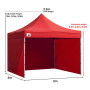 Wallaroo 3x3m Pop Up Gazebo Marquee Canopy Tent with 5 Side Walls, Sandbags & Carry Bag - Outdoor Market Red thumbnail 4