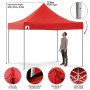 Wallaroo 3x3m Pop Up Gazebo Marquee Canopy Tent with 5 Side Walls, Sandbags & Carry Bag - Outdoor Market Red thumbnail 7