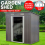 4ft x 8ft Garden Shed with Base Flat Roof Outdoor Storage - Grey thumbnail 2