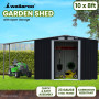 Wallaroo 10x8ft Zinc Steel Garden Shed with Open Storage - Black thumbnail 11