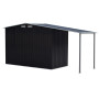 Wallaroo 4x8ft Zinc Steel Garden Shed with Open Storage - Black thumbnail 4