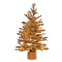 3ft Christmas Tree with Lights - Gold Fir in Hessian Base thumbnail 1