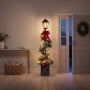 Christabelle 1.52m Lamp Post Christmas Light Up Display Bows Berries Baubles Green Foliage LED Pre Decorated thumbnail 4