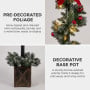 Christabelle 1.52m Lamp Post Christmas Light Up Display Bows Berries Baubles Green Foliage LED Pre Decorated thumbnail 5