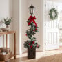 Christabelle 1.52m Lamp Post Christmas Light Up Display Bows Berries Baubles Green Foliage LED Pre Decorated thumbnail 6