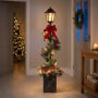 Christabelle 1.52m Lamp Post Christmas Light Up Display Bows Berries Baubles Green Foliage LED Pre Decorated thumbnail 7