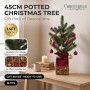 Christabelle 45cm 1.5ft Potted Christmas Tree Decorations Gift Pack Hessian Red Gold Baubles Festive Holiday Decoration thumbnail 11