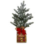 Christabelle 45cm 1.5ft Snowy Potted Christmas Tree Decorations Gift Pack Hessian Red Gold Baubles Tabletop Mini Compact thumbnail 1