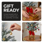 Christabelle 45cm 1.5ft Snowy Potted Christmas Tree Decorations Gift Pack Hessian Red Gold Baubles Tabletop Mini Compact thumbnail 6