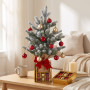 Christabelle 45cm 1.5ft Snowy Potted Christmas Tree Decorations Gift Pack Hessian Red Gold Baubles Tabletop Mini Compact thumbnail 9