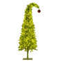 Christabelle 1.8m 6ft Gremlin Christmas Tree Pre Lit Green White LED Curved Top Red Bauble Artificial Indoor Xmas Decor thumbnail 1