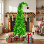 Christabelle 1.8m 6ft Gremlin Christmas Tree Pre Lit Green White LED Curved Top Red Bauble Artificial Indoor Xmas Decor thumbnail 3