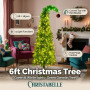 Christabelle 1.8m 6ft Gremlin Christmas Tree Pre Lit Green White LED Curved Top Red Bauble Artificial Indoor Xmas Decor thumbnail 10