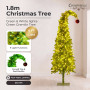 Christabelle 1.8m 6ft Gremlin Christmas Tree Pre Lit Green White LED Curved Top Red Bauble Artificial Indoor Xmas Decor thumbnail 2